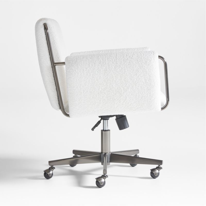 Caterina White Boucle Upholstered Office Chair with Dark Pewter Base - image 3 of 7