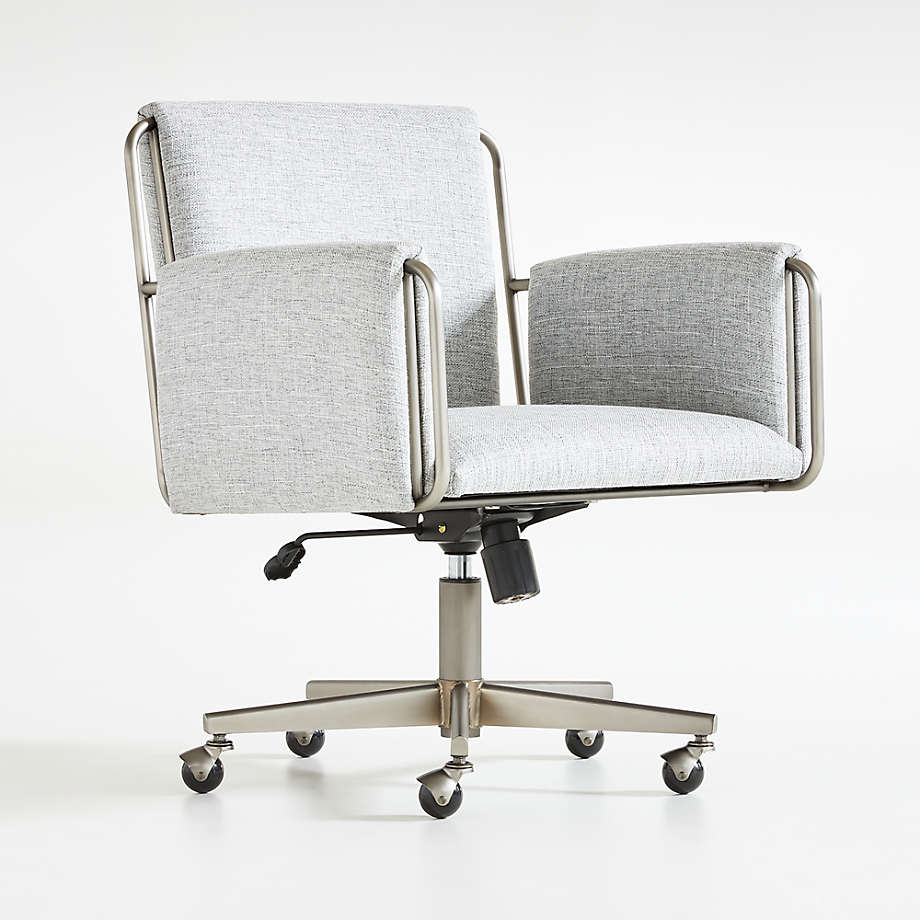 Caterina White Boucle Upholstered Office Chair with Dark Pewter Base +  Reviews | Crate & Barrel