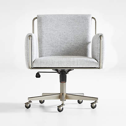 Caterina Grey Upholstered Office Chair, Crate And Barrel White Desk Chair