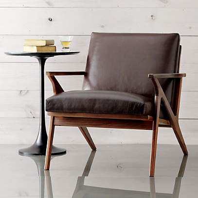 crate and barrel cavett leather chair