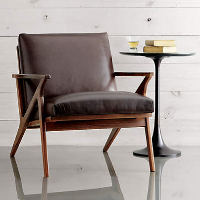 Cavett Wood and Leather Accent Chair