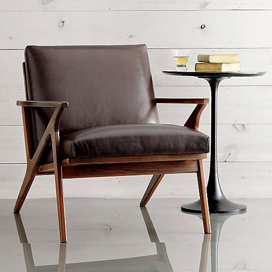 Cavett Wood and Leather Accent Chair