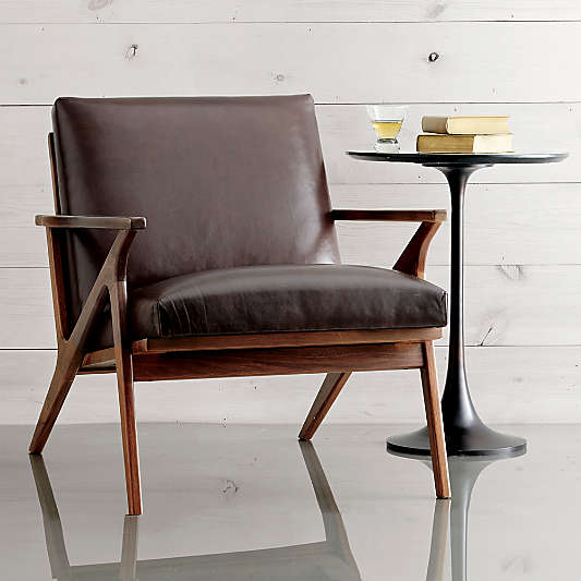 Cavett Wood and Leather Accent Chair