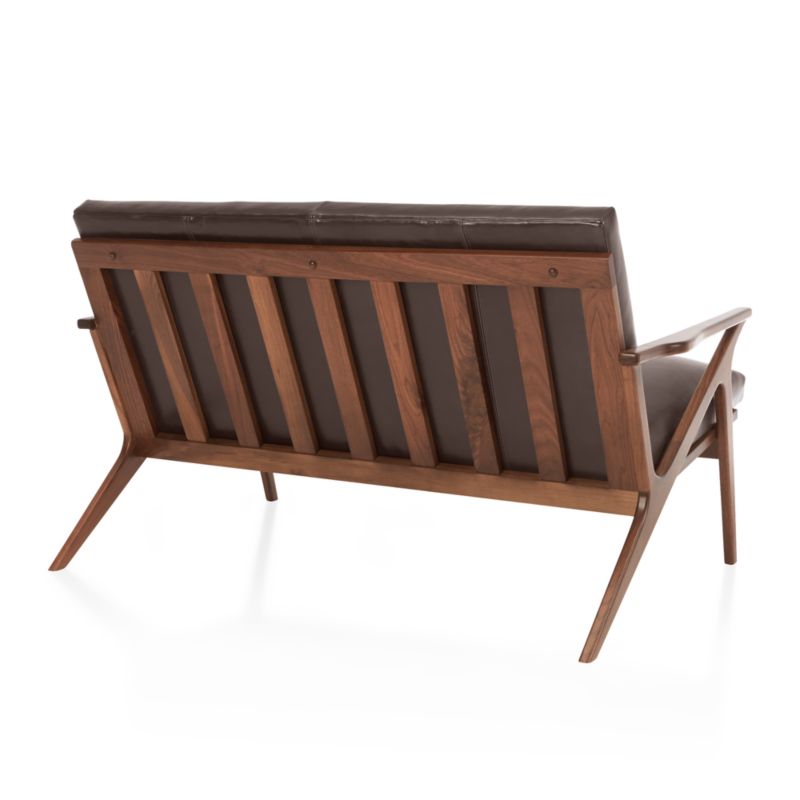 Cavett Leather Walnut Wood Frame Loveseat - image 7 of 10