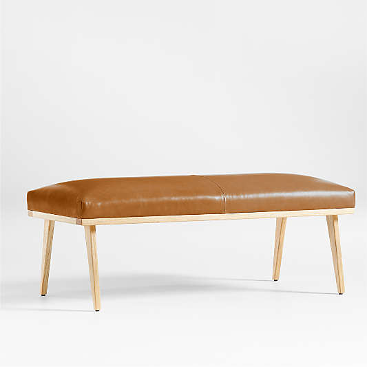 Cavett Ash Wood Leather Bench