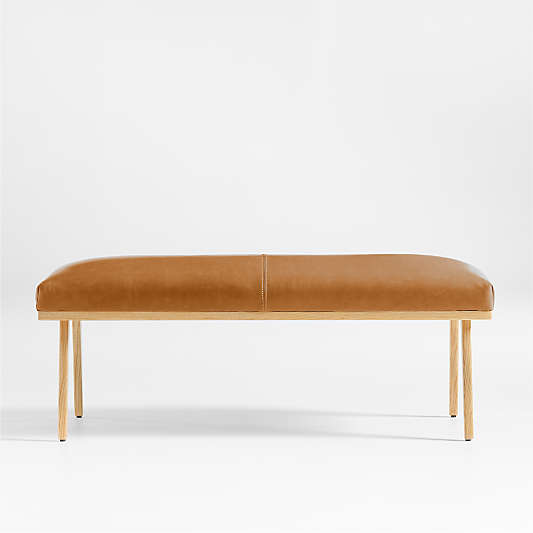 Cavett Ash Wood Leather Bench