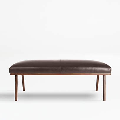 Cavett Leather Wood Frame Bench, Leather And Wood Bench Seat