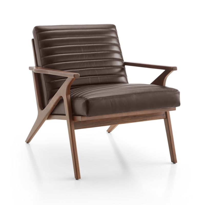 Cavett Channel Leather Walnut Wood Frame Chair - image 9 of 12