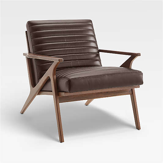 Cavett Channel Leather Walnut Wood Frame Chair