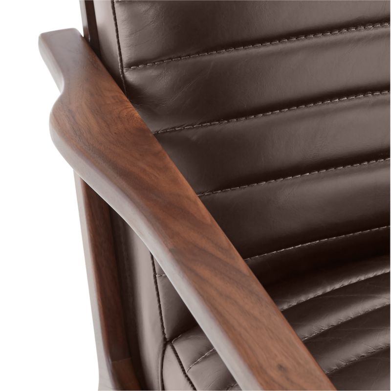 Cavett Channel Leather Walnut Wood Frame Chair - image 6 of 12