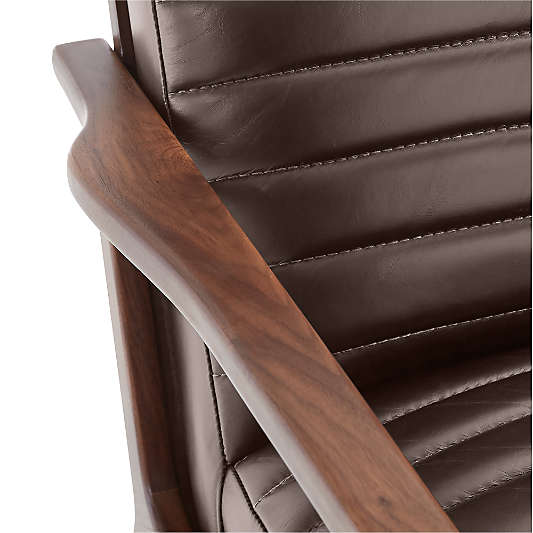 Cavett Channel Leather Walnut Wood Frame Chair