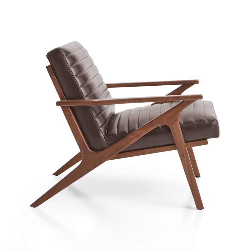 Cavett Channel Leather Walnut Wood Frame Chair - image 10 of 12