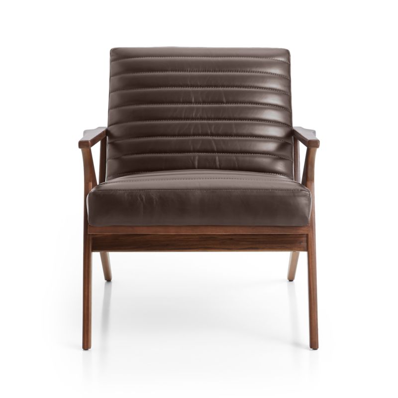 Cavett Channel Leather Walnut Wood Frame Chair - image 4 of 12