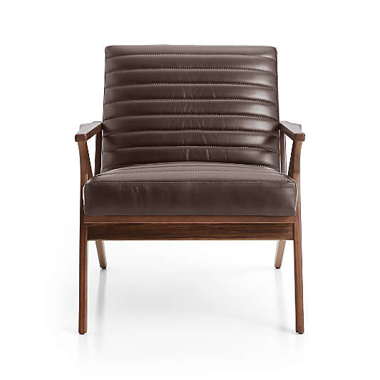 Cavett Channel Leather Walnut Wood Frame Chair