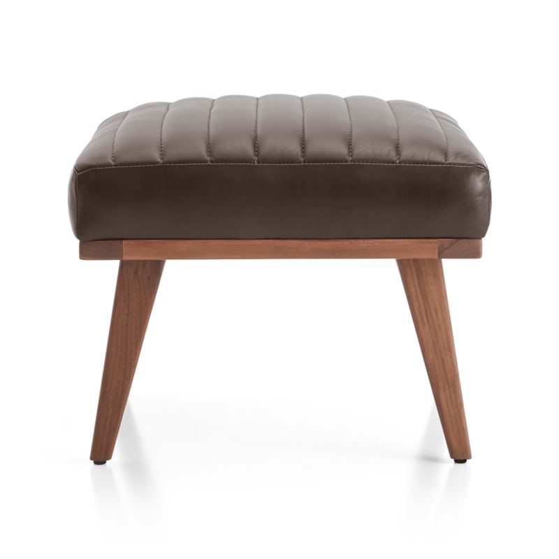 Cavett Channel Leather Walnut Wood Frame Ottoman - image 7 of 8