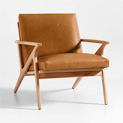 Ojai Leather Wood Frame Accent Chair | Crate & Barrel