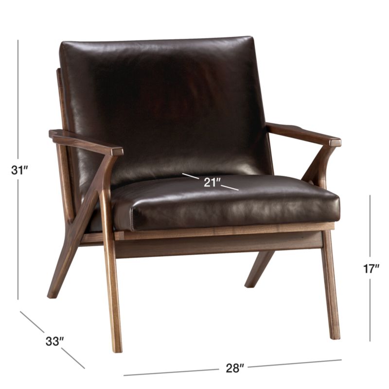 View Cavett Leather Walnut Wood Frame Accent Chair - image 2 of 18