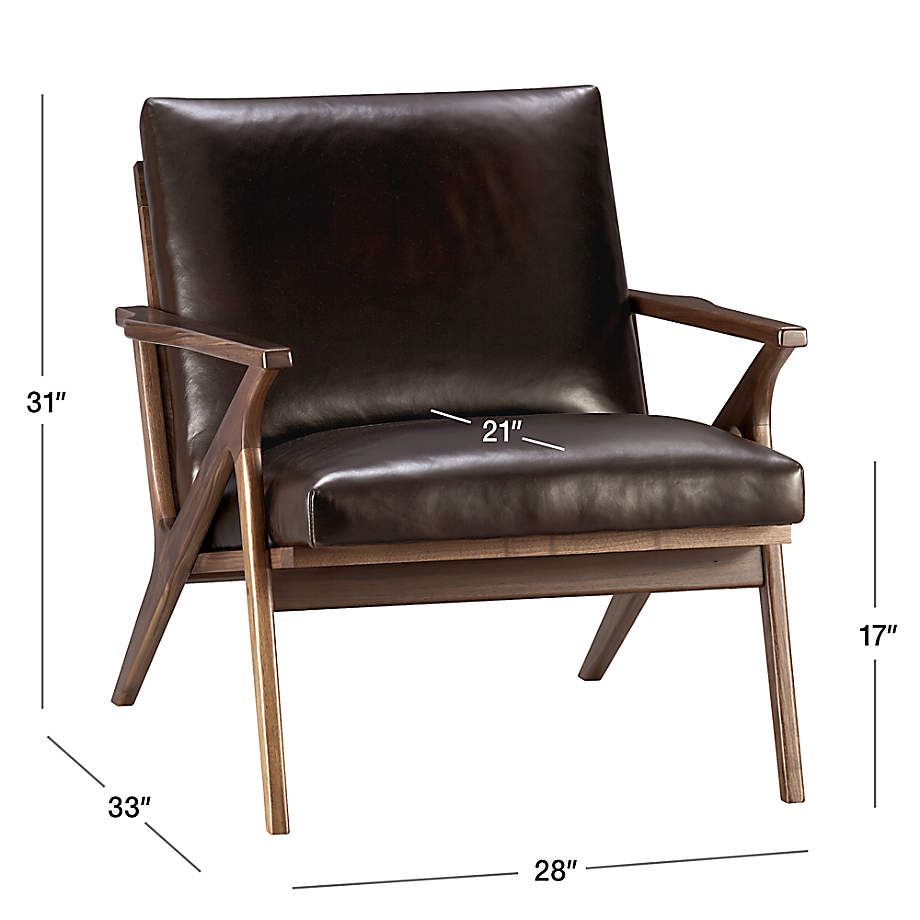 Cavett Leather Walnut Wood Frame Accent Chair + Reviews