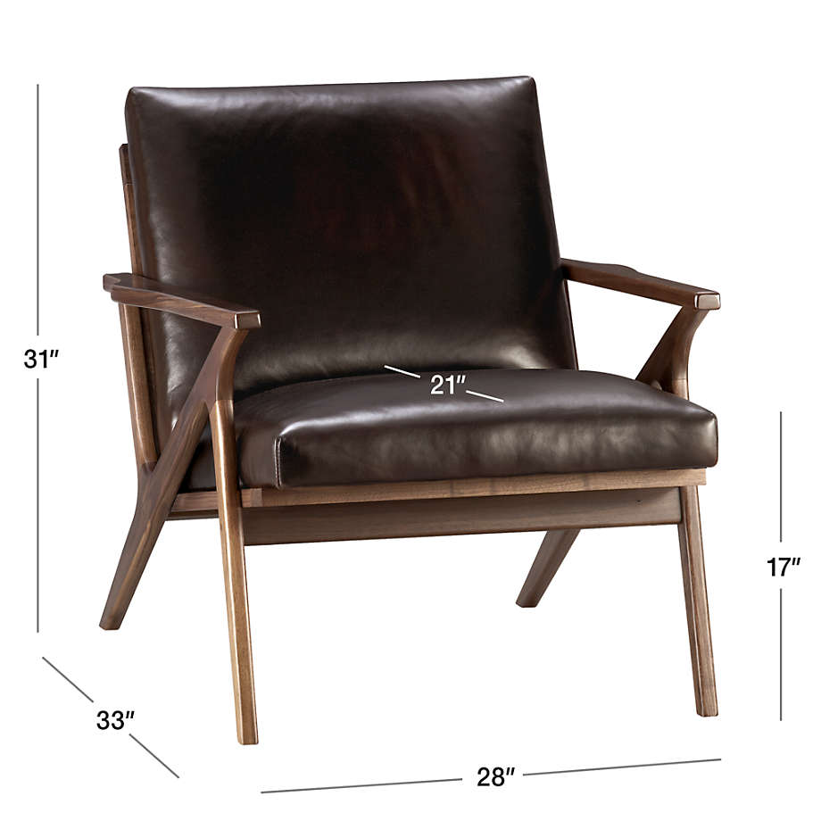 View Cavett Leather Walnut Wood Frame Chair - image 3 of 14