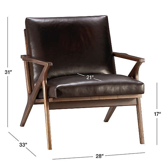 Cavett Leather Walnut Wood Frame Accent Chair