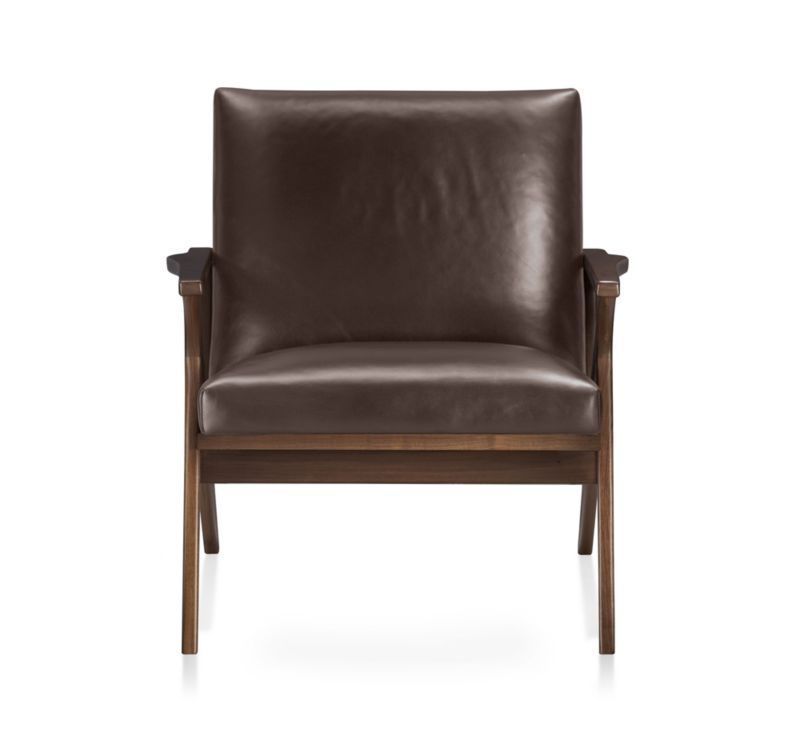 Cavett Leather Walnut Wood Frame Accent Chair - image 13 of 17