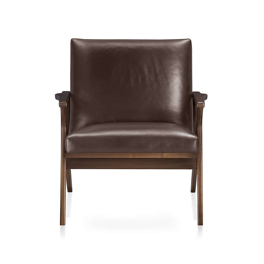 Cavett Leather Walnut Wood Frame Accent Chair Reviews Crate