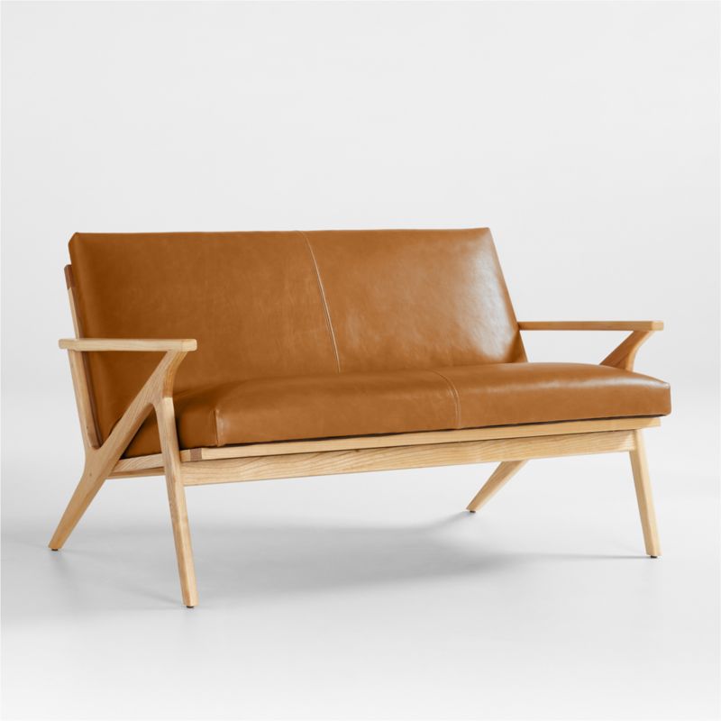 Cavett Ash Wood Leather Loveseat - image 3 of 7