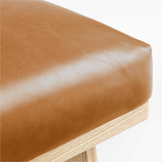 Cavett 22" Wood and Leather Ottoman