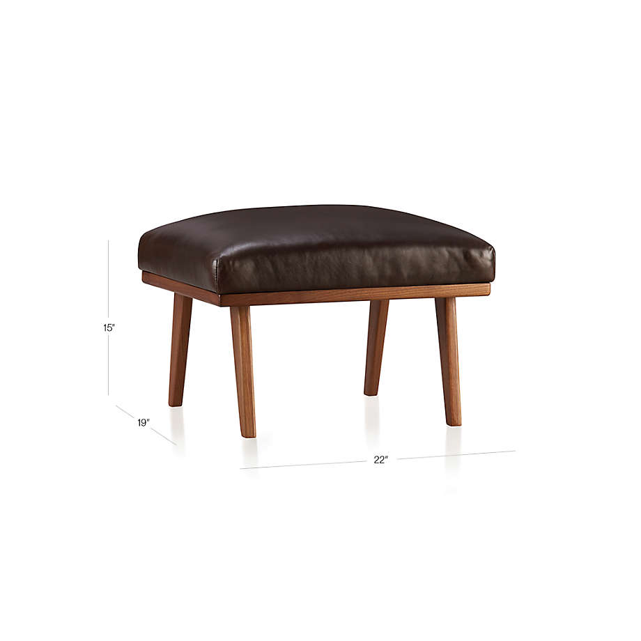 View Cavett Leather Wood Frame Ottoman - image 3 of 8