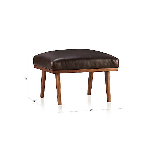 Cavett Leather Walnut Wood Frame Ottoman