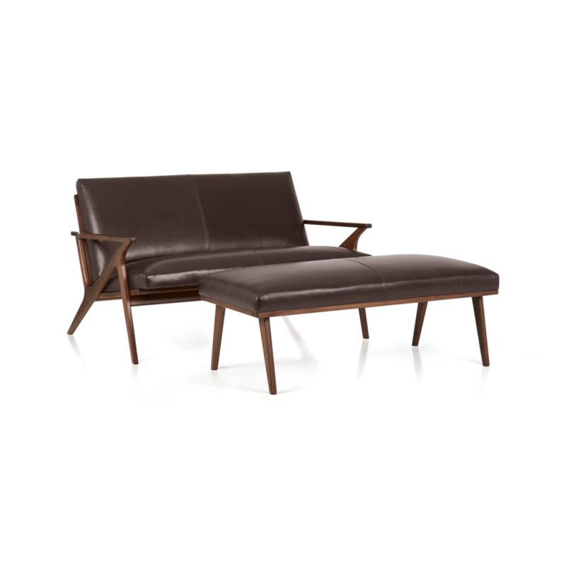 Cavett Leather Walnut Wood Frame Loveseat - image 9 of 10