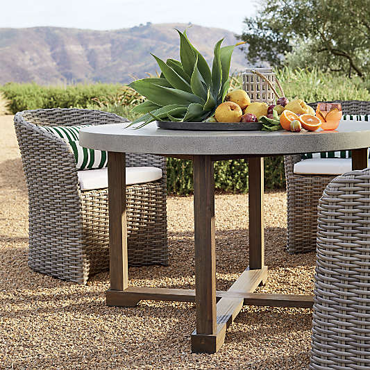 Abaco 48" Grey Wood Outdoor Dining Set with Cast Ivy Sunbrella ® Cushions