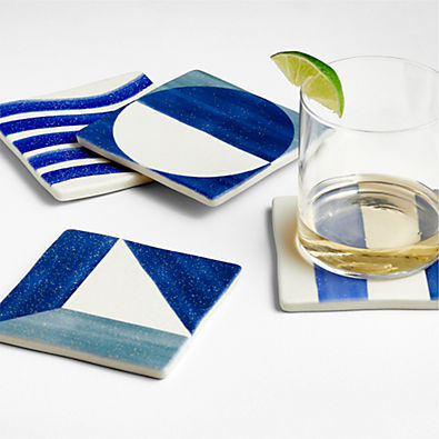 View Cayman Blue Tile Coasters, Set of 4 details