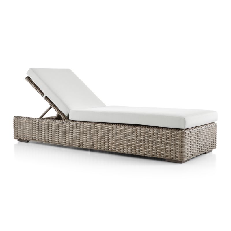 Abaco Resin Wicker Outdoor Chaise Lounge with White Sand Sunbrella ® Cushion