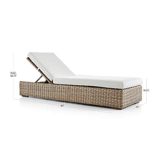 Abaco Resin Wicker Outdoor Chaise Lounge with White Sand Sunbrella ® Cushion