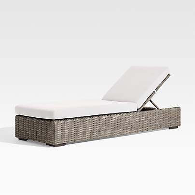 Abaco Resin Wicker Outdoor Chaise Lounge with White Sand Sunbrella ® Cushion