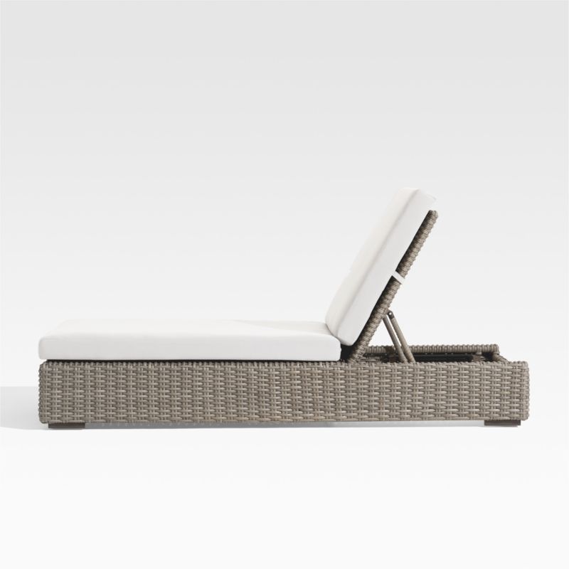 Abaco Resin Wicker Outdoor Chaise Lounge with White Sand Sunbrella ® Cushion