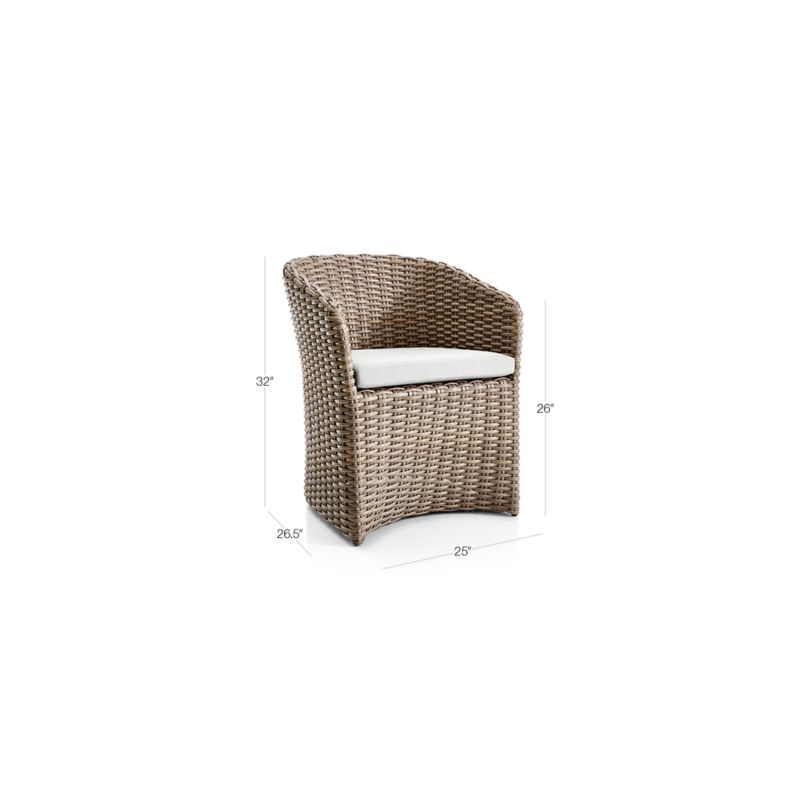 View Abaco Resin Wicker Outdoor Dining Chair with White Sand Sunbrella ® Cushion - image 3 of 14