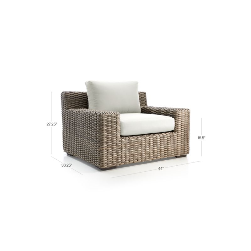 View Abaco Resin Wicker Outdoor Lounge Chair with White Sand Sunbrella ® Cushions - image 2 of 17