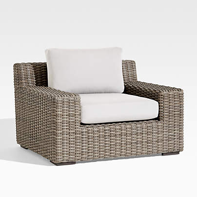 Abaco Resin Wicker Outdoor Lounge Chair with White Sand Sunbrella ® Cushions