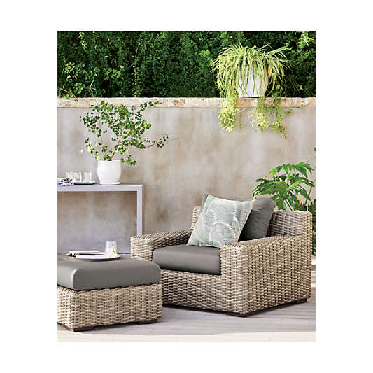 Abaco Resin Wicker Outdoor Ottoman with Canvas Charcoal Sunbrella ® Cushion