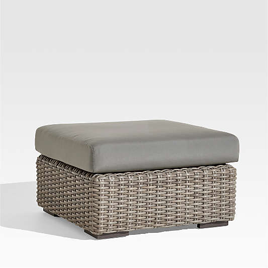 Abaco All-Weather Wicker Outdoor Ottoman with Canvas Charcoal Sunbrella ® Cushion