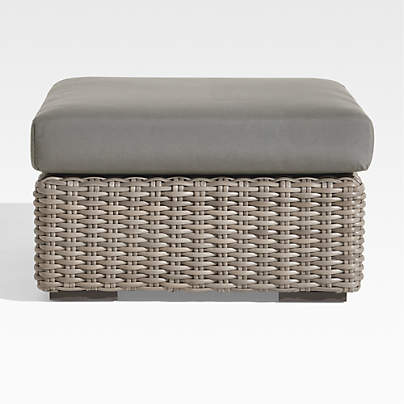 Abaco Resin Wicker Outdoor Ottoman with Graphite Sunbrella ® Cushion