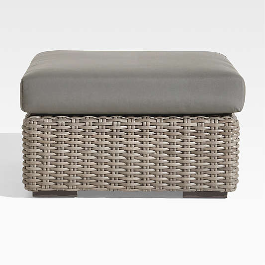 Abaco Resin Wicker Outdoor Ottoman with Graphite Sunbrella ® Cushion