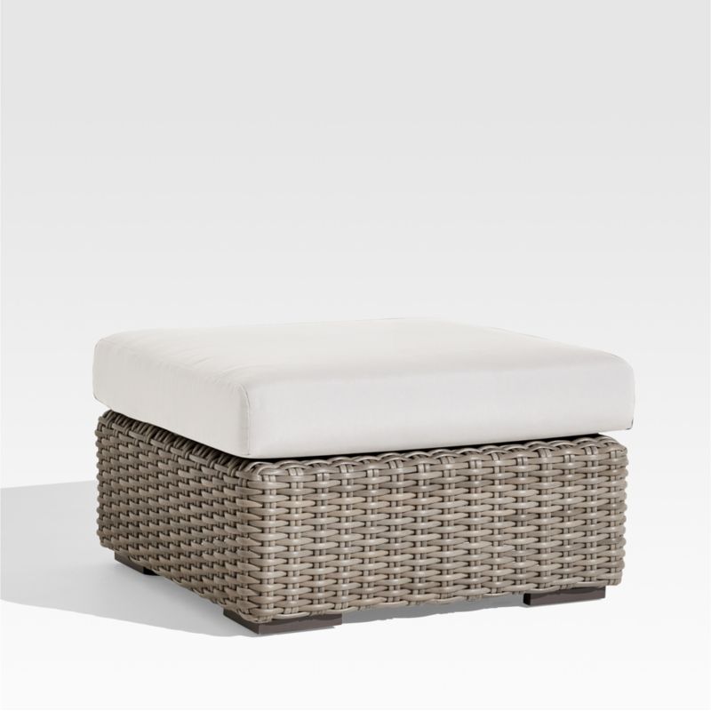 Abaco Resin Wicker Outdoor Ottoman with White Sand Sunbrella ® Cushion - image 3 of 6