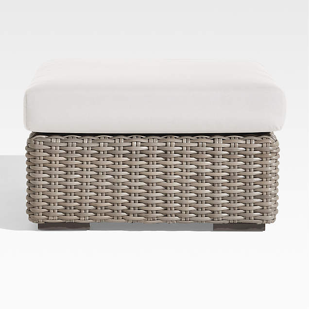 Grotta Outdoor Wicker Ottoman + Reviews | Crate & Barrel