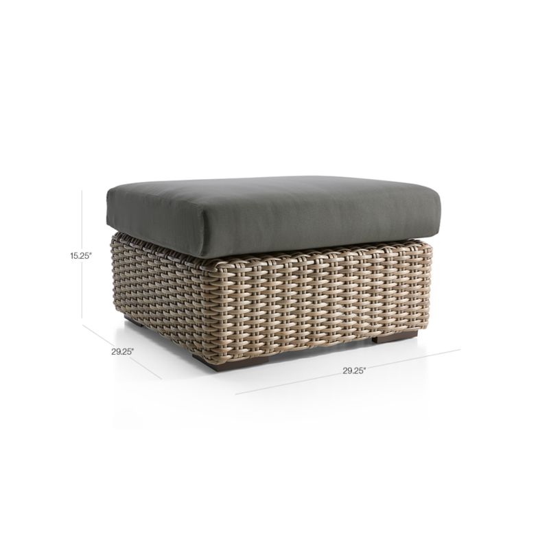 Abaco Resin Wicker Outdoor Ottoman with Charcoal Sunbrella ® Cushion