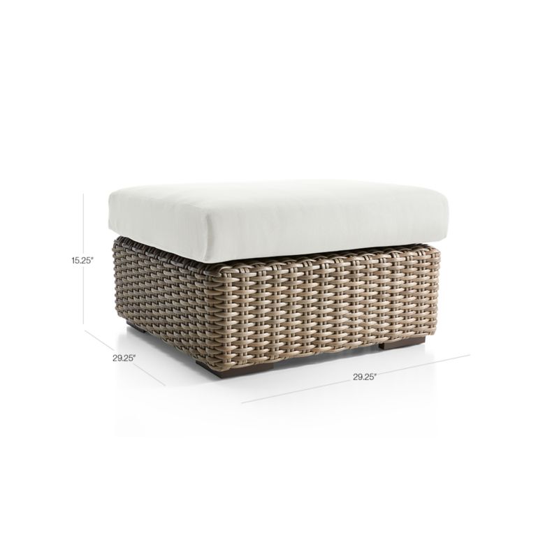 View Abaco Resin Wicker Outdoor Ottoman with White Sand Sunbrella ® Cushion - image 2 of 6