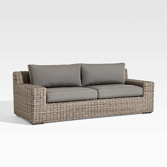 Abaco 83" Resin Wicker Outdoor Sofa with Graphite Sunbrella ® Cushions