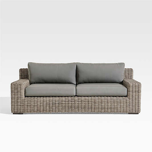 Abaco Resin Wicker Outdoor Sofa with Graphite Sunbrella ® Cushions